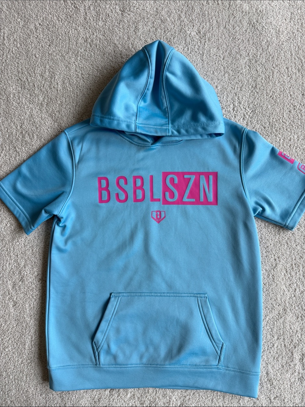 Kids Baseball Lifestyle 101 BL101 BSBL SZN Blue Short-Sleeve Hoodie size L